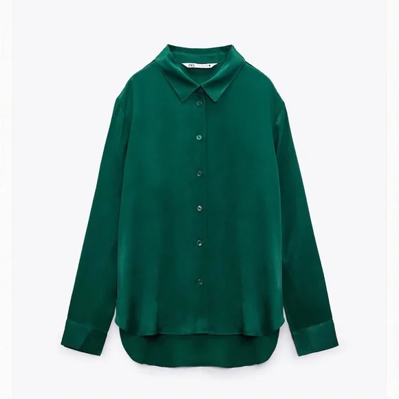 Satin shirt from Zara. Size S. Worn ONCE. Still brand new. - Picture 2 of 7